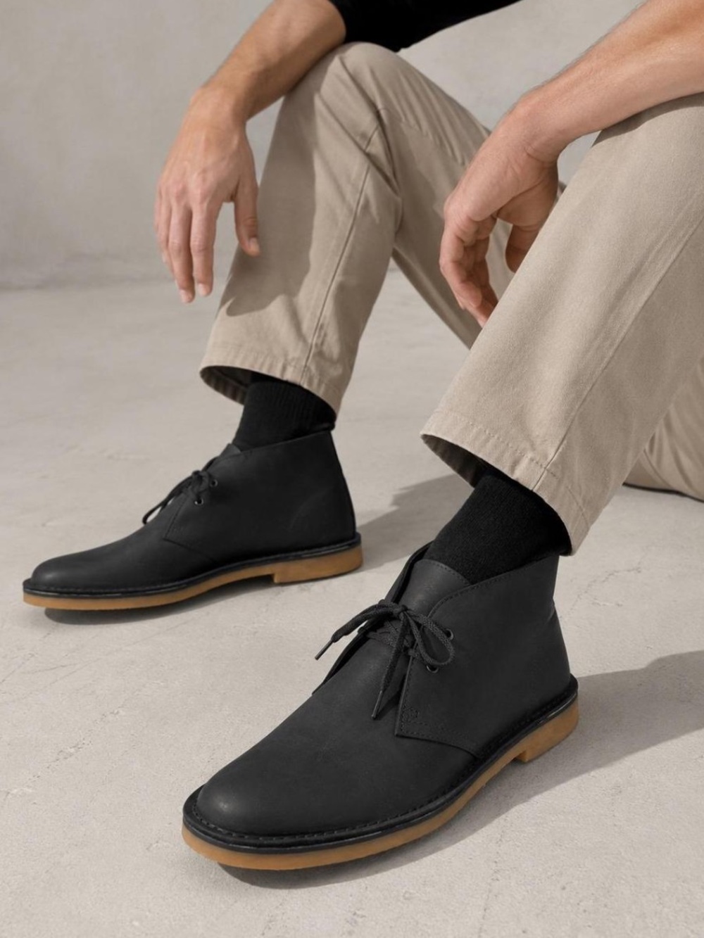 Clarks Bushacre 3 Black Leather Chukka Leather Boots‎ NEW IN BOX